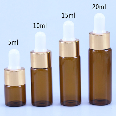 化粧品10ml 15ml 20mlブラウンの精油のためのガラス点滴器のびん