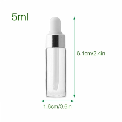銀製の小型5ml精油のびんOEM ODMのガラス点滴器のびん